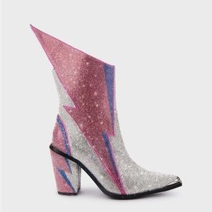 Rhinestone Lightning Bolt Ziggy Sheriff Shine Cowboy Boots Dolls Kill Club Exx 8